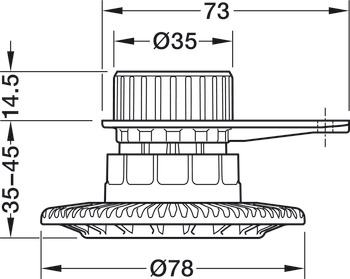 Kluzák k přišroubování, s montážní podložkou, pro soklový systém Häfele AXILO® 78