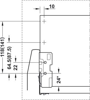 Skleněný panel, Pro systém výsuvů s bočnicí Häfele Matrix Box P