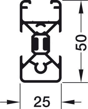 Sada, Häfele Versatile, s profilem uzavřeným na 1 straně, L-montáž s designovým rohovým konektorem