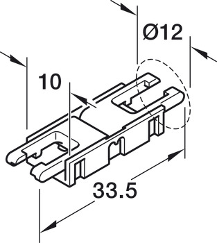 Klip konektor, pro Häfele Loox5 osvětlovací LED pásku, 8 mm, 2pólový (jednobarevný)