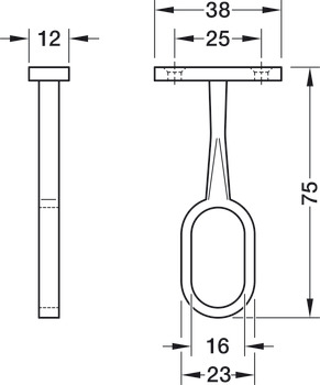 Středová podpěra šatní tyče, pro šatní tyč OVA 30 x 15 mm