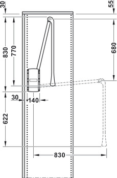 Sklopná tyč, pro světlou šířku korpusu 440–610 mm