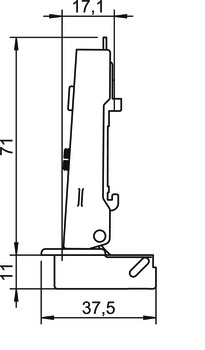 Miskový závěs, Häfele Metalla 110 SM 105°, plně naložená montáž