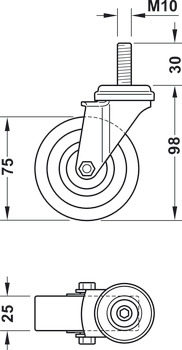 Průmyslové a otočné kolečko, S měkkou pojezdovou plochou, pevné nebo volnoběžné