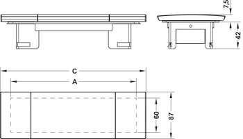 Designový montážní rám, Pro modulární zásuvkový díl, tloušťka stolové desky od 10 mm