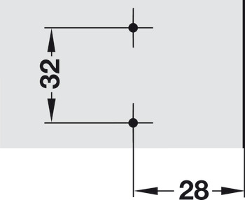 Křížová montážní podložka, Häfele Metalla 510 A, ocel nebo zinková slitina, s vruty do dřevotřísky, vzdálenost od hrany 28 mm
