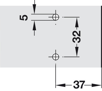 Křížová montážní podložka, Häfele Duomatic A, zinková slitina, s předmontovanými eurošrouby, pro tloušťku bočního panelu 19 mm
