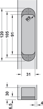Dveřní závěs, Startec H12, skrytý, pro bezfalcové vnitřní dveře do hmotnosti 60 kg