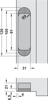Dveřní závěs, Startec H12, skrytý, pro bezfalcové vnitřní dveře do hmotnosti 60 kg