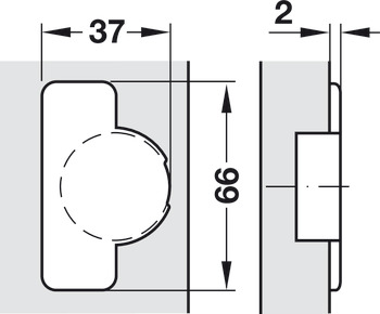 Miskový závěs, Häfele Duomatic Push 165°, polonaložená montáž/oboustranná montáž