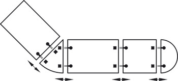 Spojovací kování pro stolové desky, oddělitelné stolové desky
