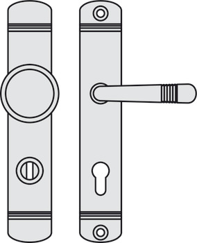 Bezpečnostní dveřní kliky, mosaz, Bisschop, Art Deco 8615 KZS/686R/1870 (CC)