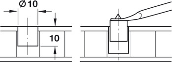 Středící hrot, K označení vrtaných otvorů pro dvojdílný spoj na hmoždinku