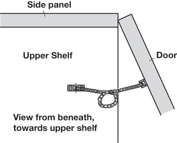 Dveřní omezovač úhlu otevření, mosaz, délka 200 mm
