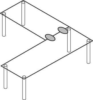 Spojovací kování pro stolové desky, pevné stolové desky