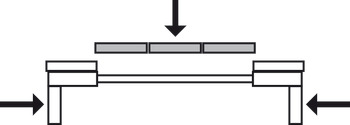 Kuličkové výsuvy, pro 2 nebo 3 sklopné vkládací desky, asynchronní, pro stoly bez rámové konstrukce