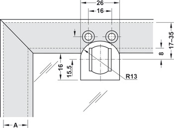 Zamykací část, Duomatic Push, pro profily hliníkového rámečku šířky od 17 do 35 mm