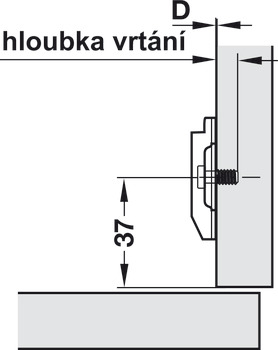 Křížová montážní podložka, Häfele Duomatic A, zinková slitina, s předmontovanými eurošrouby, pro tloušťku bočního panelu 19 mm