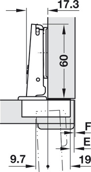 Miskový závěs, Duomatic 94°, pro dřevěné dveře do 40 mm, naložená montáž