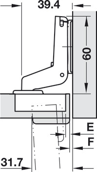 Nábytkový závěs, Duomatic 94°, pro dřevěné dveře do 40 mm, vložená montáž