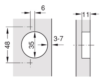 Miskový závěs, Häfele Metalla SM Combi 110°, vložená montáž