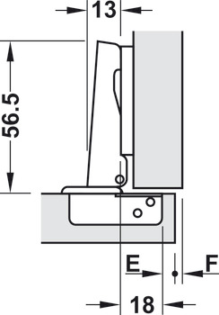 Miskový závěs, Häfele Metallamat A/SM 110°, plně naložená montáž