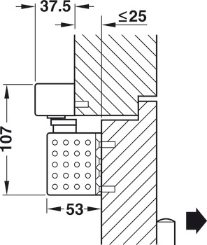 Horní dveřní zavírač, TS 93 GSR/BG, design Contur, s kluznou lištou, EN 2–5, Dorma