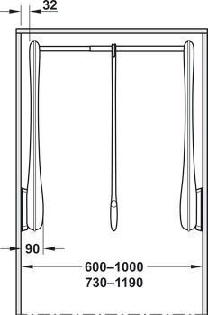 Sklopná tyč, Only, pro montáž na boční panel, nosnost 12 kg