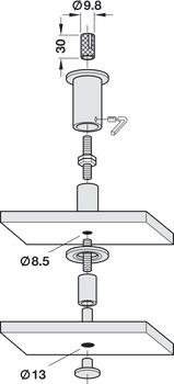 Závěsný reling, Ocel, závěsný systém ⌀ 20 mm