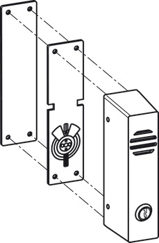 Montážní podložka, pro dveřní alarm ovládaný jednou rukou PZ 990 000, dveřní alarmy PZ 910 000 a RZ 900 000, gfs