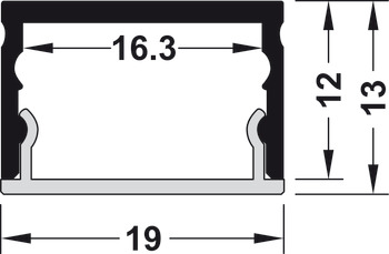 Designový profil pro spodní montáž, Celková výška: 13 mm