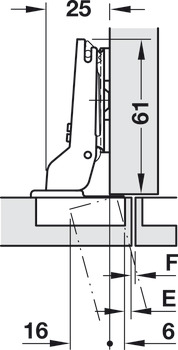 Nábytkový závěs, Häfele Metalla 510 110°, polonaložená montáž/oboustranná montáž