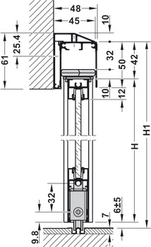 Kování pro posuvné dveře, Häfele Slido R-Aluflex 80A, artikly pro dveřní křídlo
