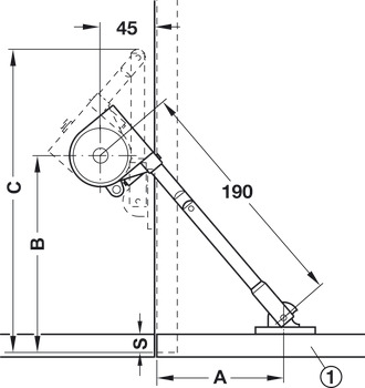 Výklop s brzdným mechanismem, Pro dřevěné klopny, s kloubem