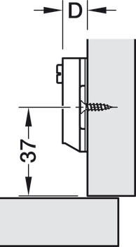 Křížová montážní podložka, Häfele Metalla 310 A, s nasouvací technikou, výškové nastavení ±2 mm pomocí drážky, k přišroubování pomocí vrutů do dřevotřísky
