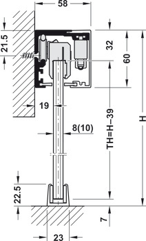 Kování pro posuvné dveře, Slido D-Line12 50F, sada s pojezdovou kolejnicí
