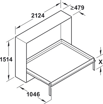 základní rám, Häfele Teleletto Foldaway jednotlivé součásti kování pro sklopnou postel