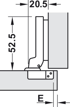 Nábytkový závěs, Häfele Metalla 100 Mini A 95°, polonaložená montáž/oboustranná montáž