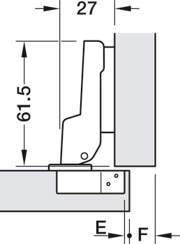 Nábytkový závěs, Häfele Metalla 110 A 105°, polonaložená montáž/oboustranná montáž