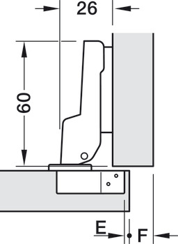 Miskový závěs, Häfele Metalla 310 A 110°, polonaložená montáž/oboustranná montáž