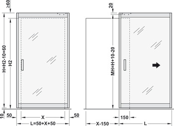 Kování pro posuvné dveře, Slido D-Line43 80N, rámové dveře pro skleněný a dřevěný panel