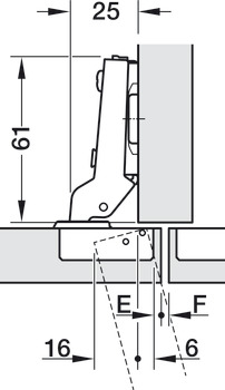 Nábytkový závěs, Häfele Metalla 510 SM 105°, polonaložená montáž/oboustranná montáž