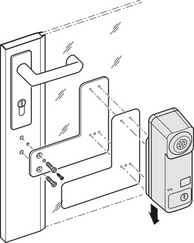 Montážní podložka, pro dveřní alarm pro dveře s úzkým rámem