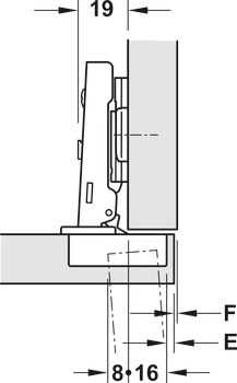Nábytkový závěs, Häfele Metalla 310 A/SM 95°, plně naložená montáž