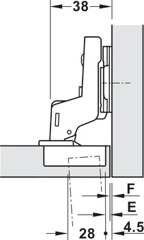 Nábytkový závěs, Häfele Metalla 310 A/SM 95°, vložená montáž