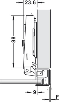 Nábytkový závěs, Häfele Metalla 310 A/SM 110°, plně naložená montáž