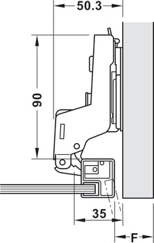 Nábytkový závěs, Häfele Metalla 310 A/SM 110°, vložená montáž
