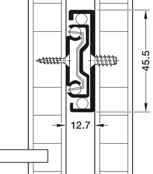 Kuličkové výsuvy, Häfele Matrix Runner BB A45, plnovýsuv, nosnost do 45 kg, ocel, montáž na bok