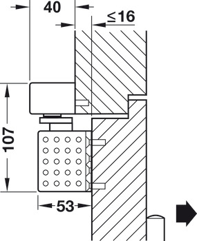 Horní dveřní zavírač, TS 92G EMR design Contur, s kluznou lištou, EN 2–5, Dorma