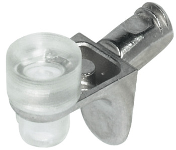 Podpěrka police, k nasunutí do vrtaného otvoru Ø 5 mm, zinková slitina s plastovým držákem